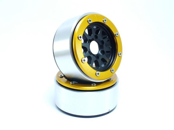 RC Crawler wheels Beadlock Wheels GEAR Black/Gold 1.9 (2) w/o Hub