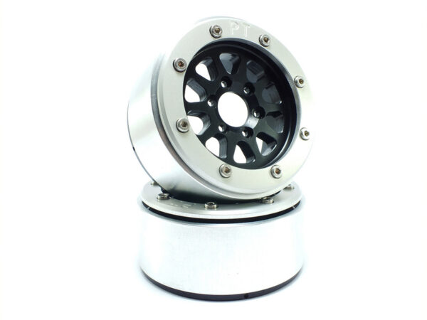 RC Crawler wheels Beadlock Wheels GEAR Black/Silver 1.9 (2) w/o Hub
