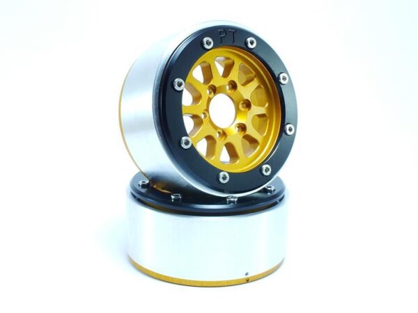 RC Crawler wheels Beadlock Wheels GEAR Gold/Black 1.9 (2) w/o Hub