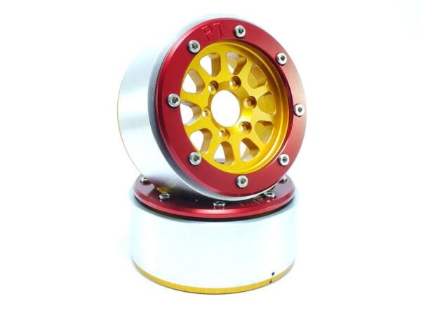 RC Crawler wheels Beadlock Wheels GEAR Gold/Red 1.9 (2) w/o Hub