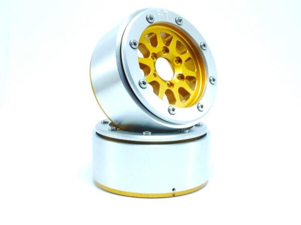 RC Crawler wheels Beadlock Wheels GEAR Gold/Silver 1.9 (2) w/o Hub