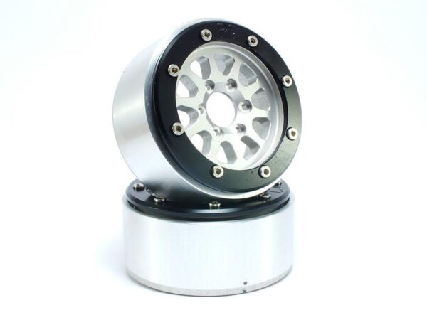 RC Crawler wheels Beadlock Wheels GEAR Silver/Black 1.9 (2) w/o Hub