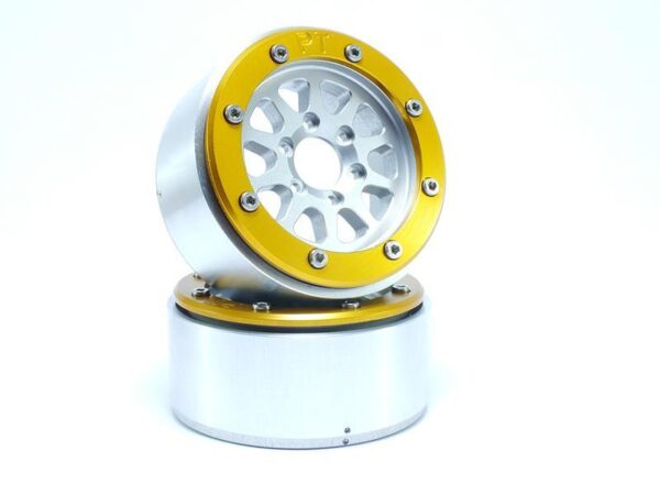 RC Crawler wheels Beadlock Wheels GEAR Silver/Gold 1.9 (2) w/o Hub