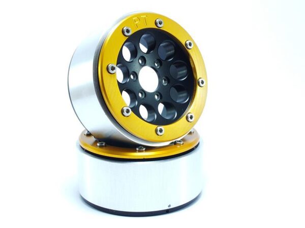 RC Crawler wheels Beadlock Wheels GUN Black/Gold 1.9 (2) w/o Hub