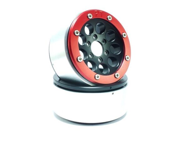 RC Crawler wheels Beadlock Wheels GUN Black/Red 1.9 (2) w/o Hub