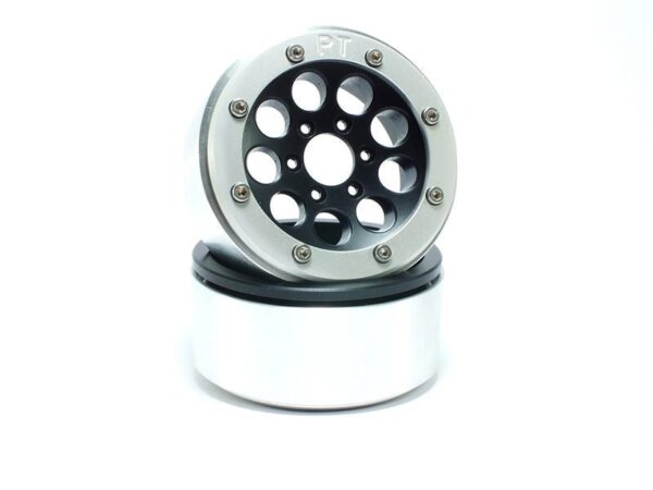 RC Crawler wheels Beadlock Wheels GUN Black/Silver 1.9 (2) w/o Hub