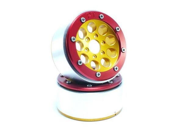 RC Crawler wheels Beadlock Wheels GUN Gold/Red 1.9 (2) w/o Hub