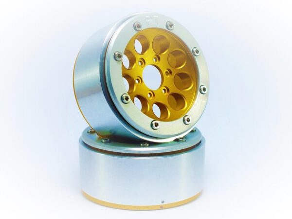 RC Crawler wheels Beadlock Wheels GUN Gold/Silver 1.9 (2) w/o Hub