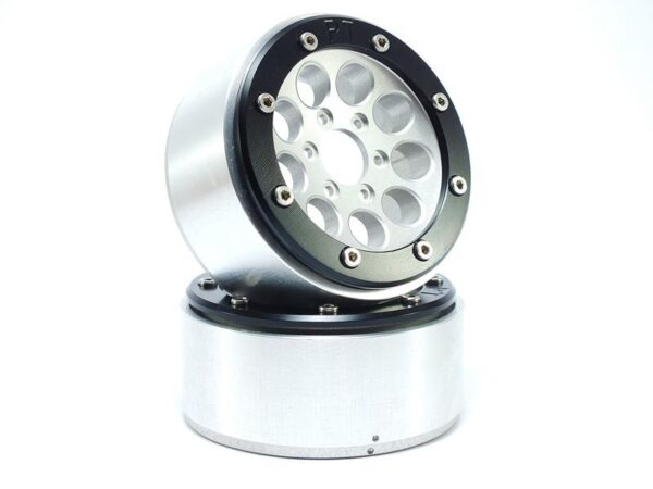 RC Crawler wheels Beadlock Wheels GUN Silver/Black 1.9 (2) w/o Hub