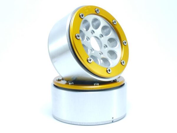 RC Crawler wheels Beadlock Wheels GUN Silver/Gold 1.9 (2) w/o Hub