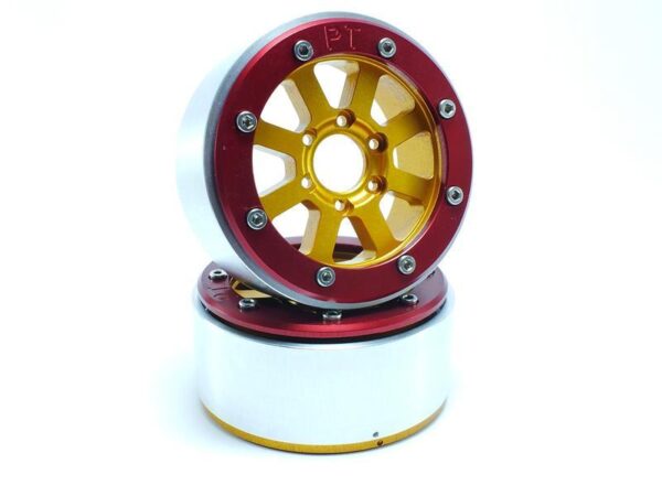 RC Crawler wheels Beadlock Wheels HAMMER Gold/Red 1.9 (2) w/o Hub