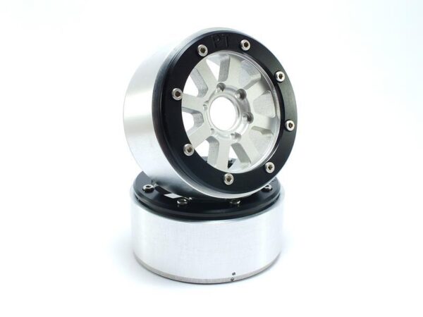 RC Crawler wheels Beadlock Wheels HAMMER Silver/Black 1.9 (2) w/o Hub