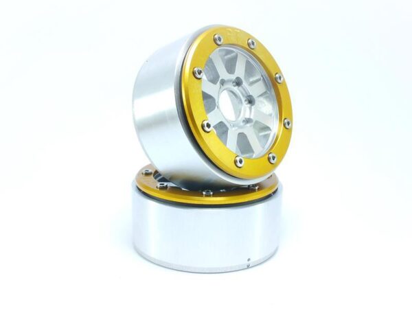 RC Crawler wheels Beadlock Wheels HAMMER Silver/Gold 1.9 (2) w/o Hub