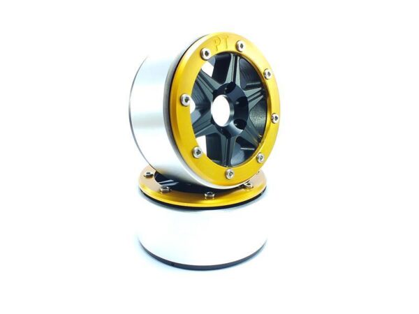RC Crawler wheels Beadlock Wheels SIXSTAR Black/Gold 1.9 (2) w/o Hub