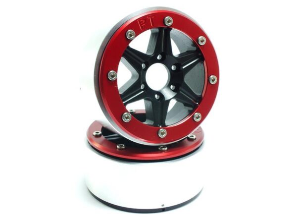 RC Crawler wheels Beadlock Wheels SIXSTAR Black/Red 1.9 (2) w/o Hub